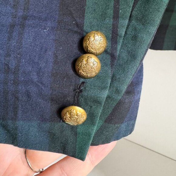 Lauren Ralph Lauren Blackwatch Plaid Blue Green Cotton Blazer 12 - Picture 9 of 11